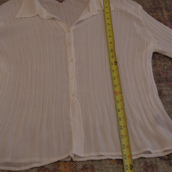 Jessica Simpson White Mesh Button Down Long Sleeve Top Size 12 - Picture 5 of 7